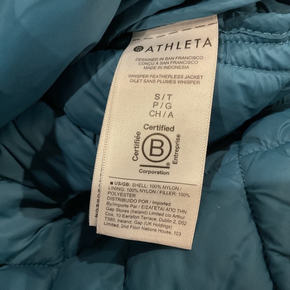 Athleta Whisper Featherless Jacket Borealis Green Coat. Small Tall - Picture 12 of 13